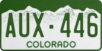CO license plate AUX446