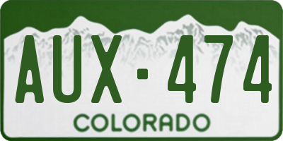 CO license plate AUX474