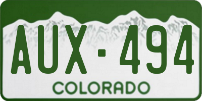 CO license plate AUX494