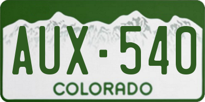 CO license plate AUX540