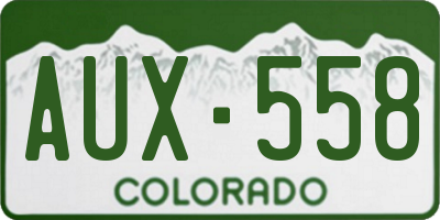 CO license plate AUX558