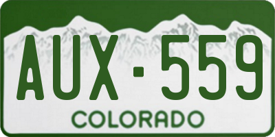 CO license plate AUX559