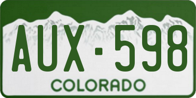 CO license plate AUX598