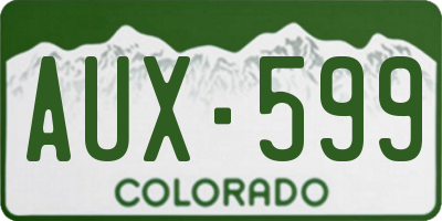 CO license plate AUX599