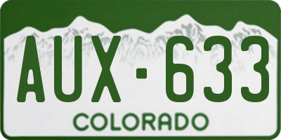 CO license plate AUX633