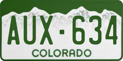 CO license plate AUX634