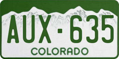 CO license plate AUX635