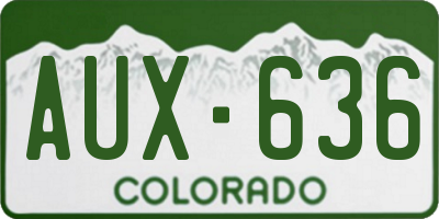 CO license plate AUX636