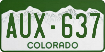 CO license plate AUX637