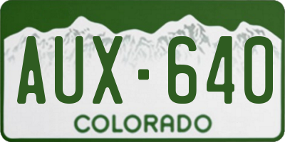 CO license plate AUX640