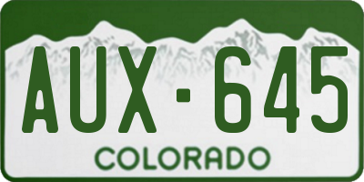 CO license plate AUX645