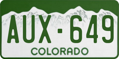 CO license plate AUX649