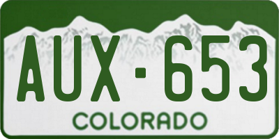 CO license plate AUX653