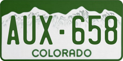 CO license plate AUX658