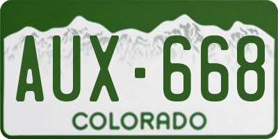 CO license plate AUX668