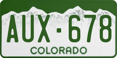 CO license plate AUX678