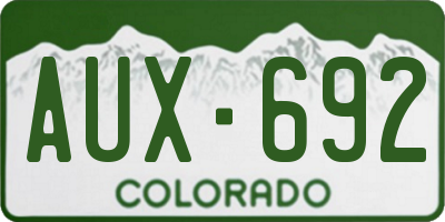 CO license plate AUX692