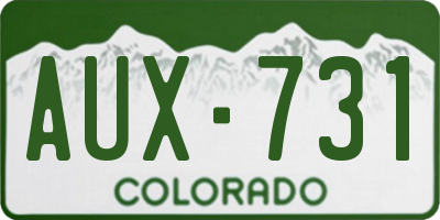 CO license plate AUX731