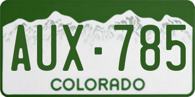 CO license plate AUX785