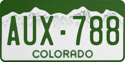 CO license plate AUX788