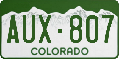 CO license plate AUX807