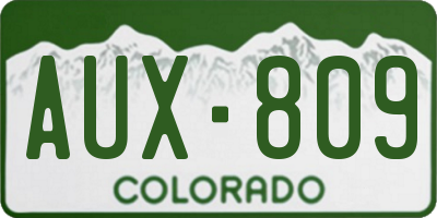 CO license plate AUX809