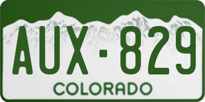 CO license plate AUX829