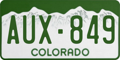 CO license plate AUX849