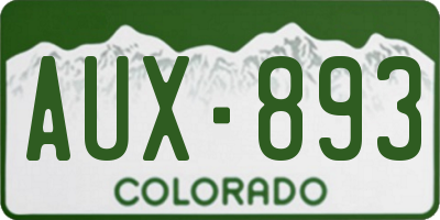 CO license plate AUX893