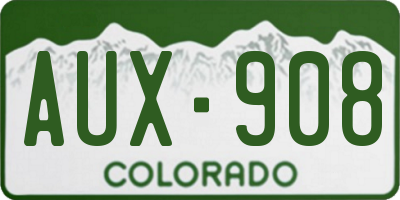 CO license plate AUX908