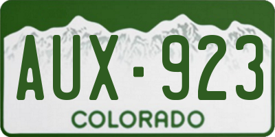 CO license plate AUX923
