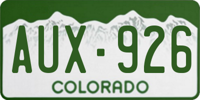 CO license plate AUX926