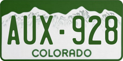 CO license plate AUX928