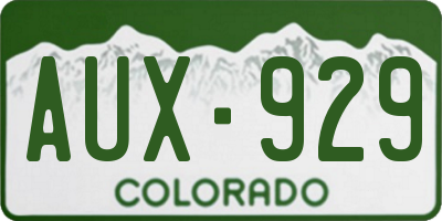 CO license plate AUX929