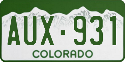 CO license plate AUX931