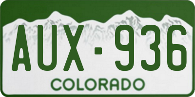 CO license plate AUX936
