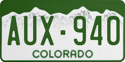 CO license plate AUX940