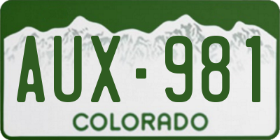 CO license plate AUX981