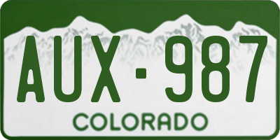 CO license plate AUX987