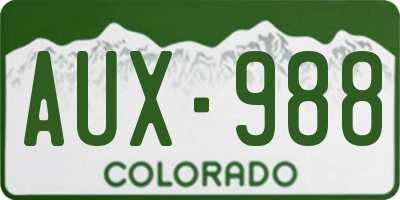 CO license plate AUX988