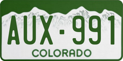 CO license plate AUX991