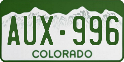 CO license plate AUX996