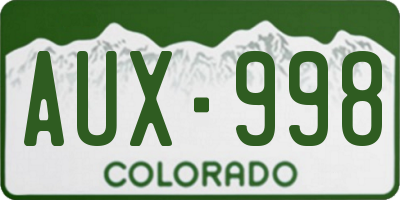 CO license plate AUX998