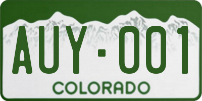 CO license plate AUY001