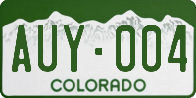 CO license plate AUY004