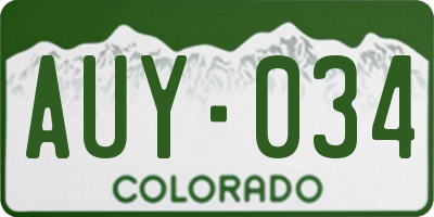 CO license plate AUY034