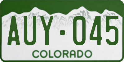 CO license plate AUY045