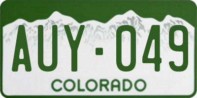 CO license plate AUY049