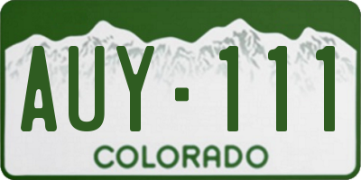 CO license plate AUY111