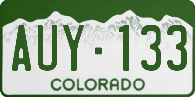 CO license plate AUY133